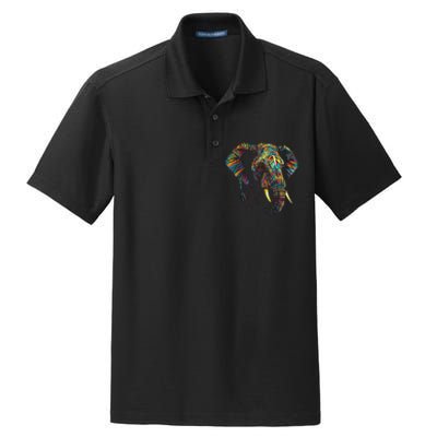 Elephant Animal Colourful Zoo Art Elephant Dry Zone Grid Polo