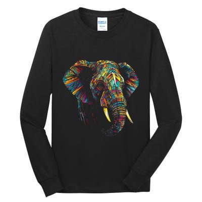 Elephant Animal Colourful Zoo Art Elephant Tall Long Sleeve T-Shirt