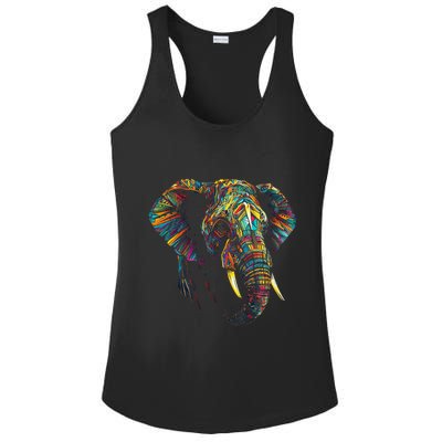 Elephant Animal Colourful Zoo Art Elephant Ladies PosiCharge Competitor Racerback Tank