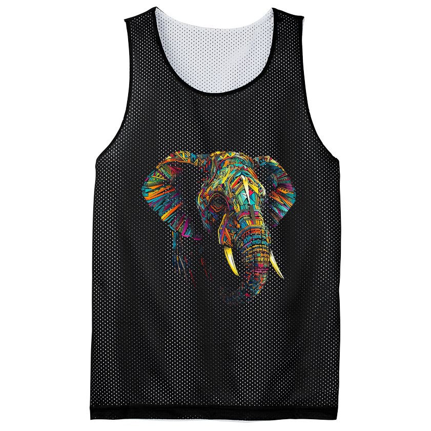 Elephant Animal Colourful Zoo Art Elephant Mesh Reversible Basketball Jersey Tank