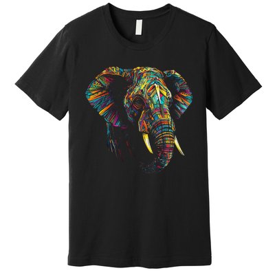 Elephant Animal Colourful Zoo Art Elephant Premium T-Shirt