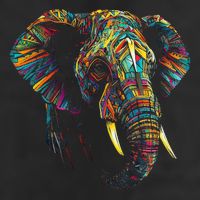 Elephant Animal Colourful Zoo Art Elephant 25L Jumbo Tote