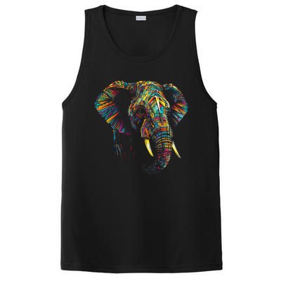 Elephant Animal Colourful Zoo Art Elephant PosiCharge Competitor Tank