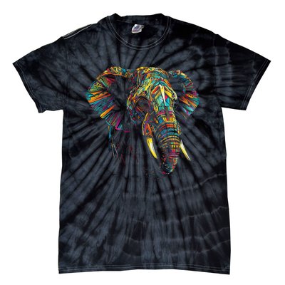 Elephant Animal Colourful Zoo Art Elephant Tie-Dye T-Shirt