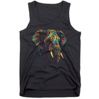 Elephant Animal Colourful Zoo Art Elephant Tank Top