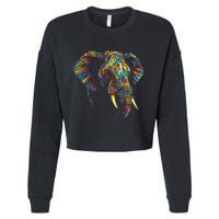 Elephant Animal Colourful Zoo Art Elephant Cropped Pullover Crew
