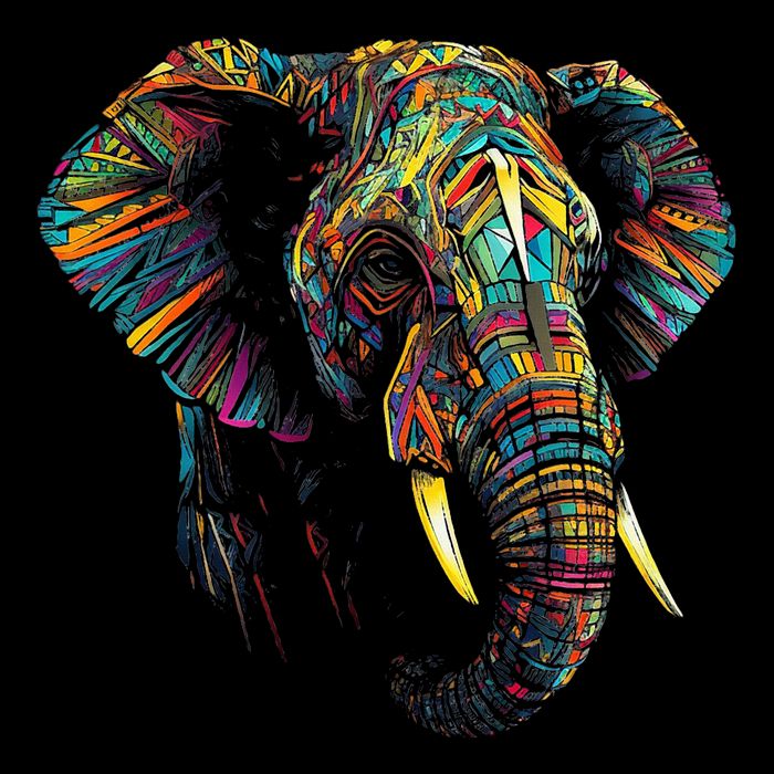 Elephant Animal Colourful Zoo Art Elephant Cropped Pullover Crew