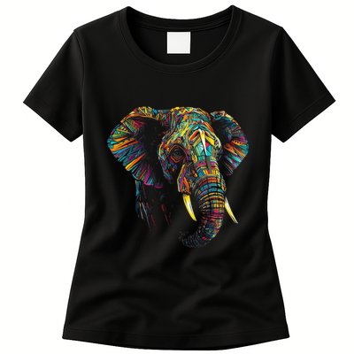 Elephant Animal Colourful Zoo Art Elephant Womens T-Shirt