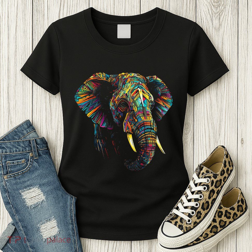 Elephant Animal Colourful Zoo Art Elephant Womens T-Shirt