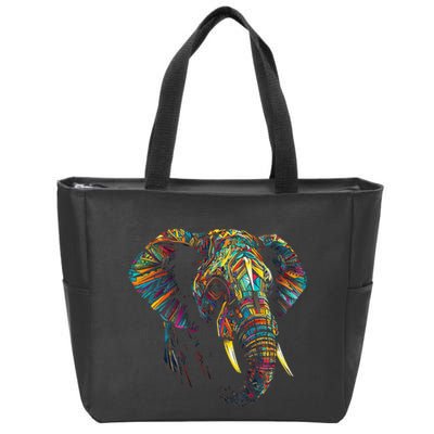 Elephant Animal Colourful Zoo Art Elephant Zip Tote Bag