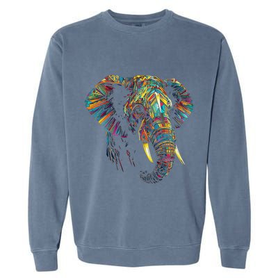 Elephant Animal Colourful Zoo Art Elephant Garment-Dyed Sweatshirt