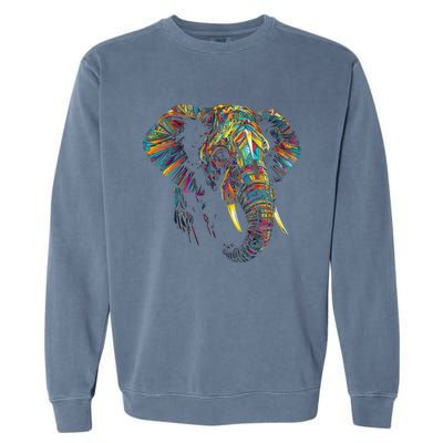 Elephant Animal Colourful Zoo Art Elephant Garment-Dyed Sweatshirt