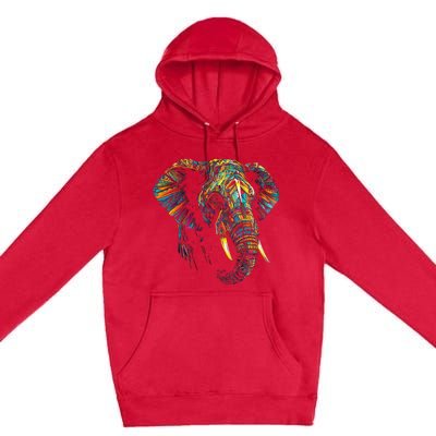 Elephant Animal Colourful Zoo Art Elephant Premium Pullover Hoodie