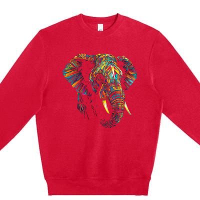 Elephant Animal Colourful Zoo Art Elephant Premium Crewneck Sweatshirt