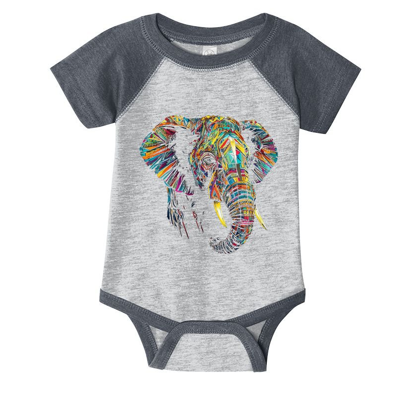 Elephant Animal Colourful Zoo Art Elephant Infant Baby Jersey Bodysuit
