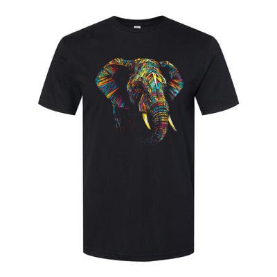 Elephant Animal Colourful Zoo Art Elephant Softstyle CVC T-Shirt