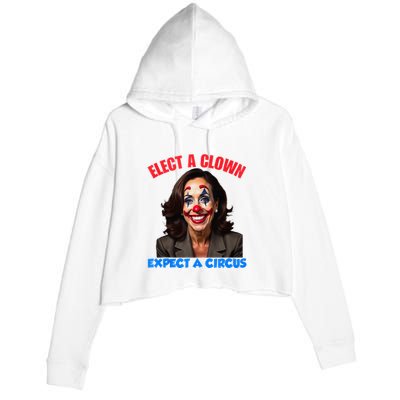 Elect A Clown Expect A Circus Kamala Lets Go Brenda Crop Fleece Hoodie