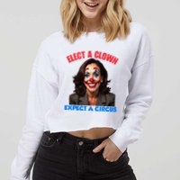 Elect A Clown Expect A Circus Kamala Lets Go Brenda Cropped Pullover Crew