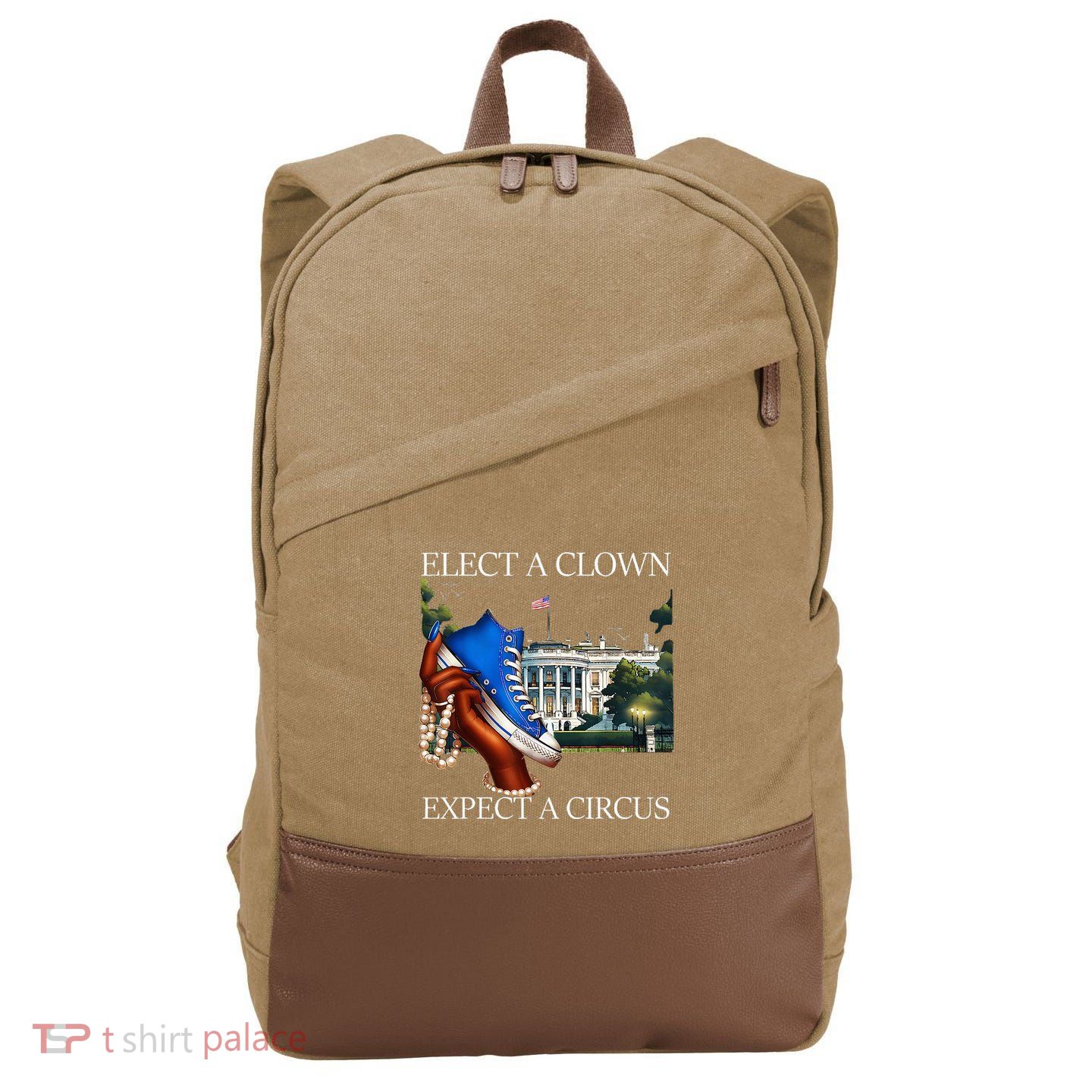 Elect A Clown Expect A Circus Election Kamala Harris Cotton Canvas Backpack