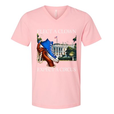 Elect A Clown Expect A Circus Election Kamala Harris V-Neck T-Shirt
