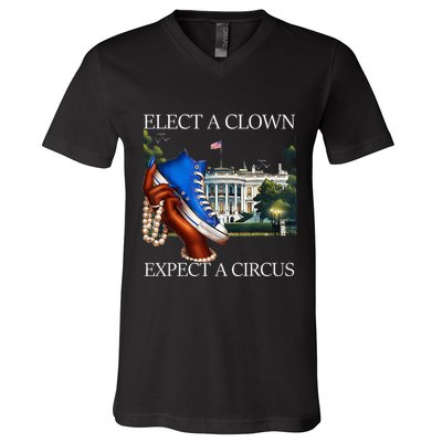 Elect A Clown Expect A Circus Funny Election Kamala Harris V-Neck T-Shirt