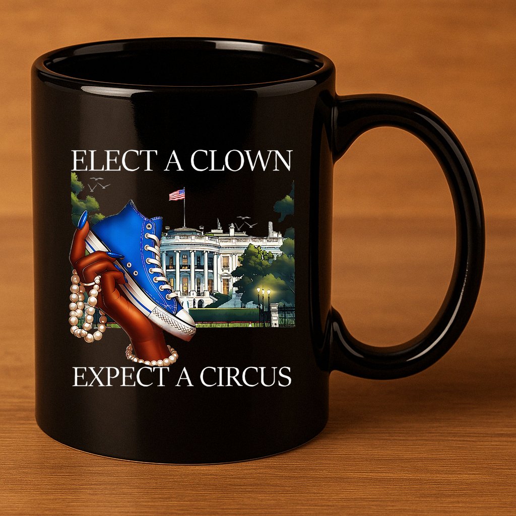 Elect A Clown Expect A Circus Funny Election Kamala Harris 11oz C Handle Ceramic Mug