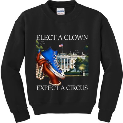 Elect A Clown Expect A Circus Funny Election Kamala Harris Kids Sweatshirt
