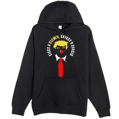 Elect A Clown Expect A Circus Funny Anti Trump Graphic Premium Pullover Hoodie