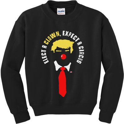Elect A Clown Expect A Circus Funny Anti Trump Graphic Kids Sweatshirt