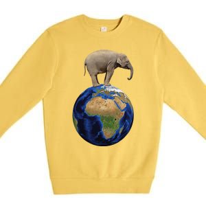 Elephant Animal Conservation Earth Day Planet Nature Premium Crewneck Sweatshirt