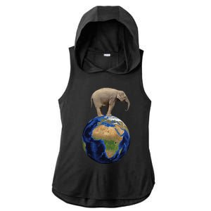 Elephant Animal Conservation Earth Day Planet Nature Ladies PosiCharge Tri-Blend Wicking Draft Hoodie Tank