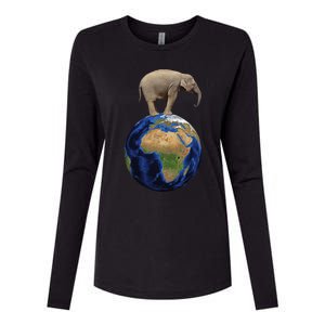 Elephant Animal Conservation Earth Day Planet Nature Womens Cotton Relaxed Long Sleeve T-Shirt