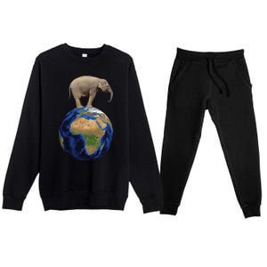 Elephant Animal Conservation Earth Day Planet Nature Premium Crewneck Sweatsuit Set