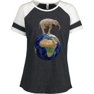 Elephant Animal Conservation Earth Day Planet Nature Enza Ladies Jersey Colorblock Tee