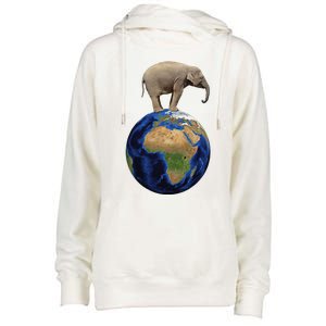 Elephant Animal Conservation Earth Day Planet Nature Womens Funnel Neck Pullover Hood