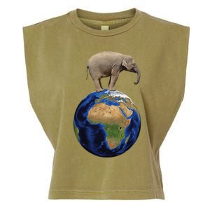 Elephant Animal Conservation Earth Day Planet Nature Garment-Dyed Women's Muscle Tee