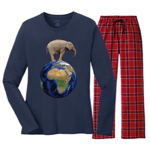 Elephant Animal Conservation Earth Day Planet Nature Women's Long Sleeve Flannel Pajama Set 