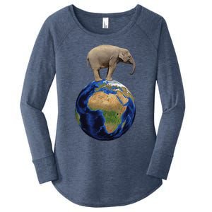 Elephant Animal Conservation Earth Day Planet Nature Women's Perfect Tri Tunic Long Sleeve Shirt