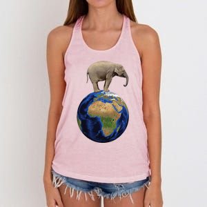 Elephant Animal Conservation Earth Day Planet Nature Women's Knotted Racerback Tank