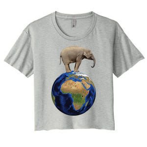 Elephant Animal Conservation Earth Day Planet Nature Women's Crop Top Tee