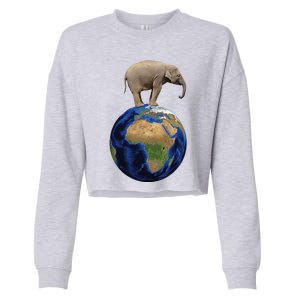 Elephant Animal Conservation Earth Day Planet Nature Cropped Pullover Crew