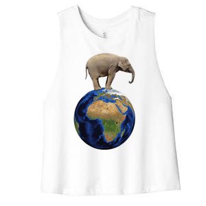 Elephant Animal Conservation Earth Day Planet Nature Women's Racerback Cropped Tank