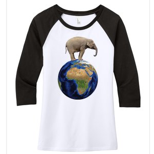 Elephant Animal Conservation Earth Day Planet Nature Women's Tri-Blend 3/4-Sleeve Raglan Shirt