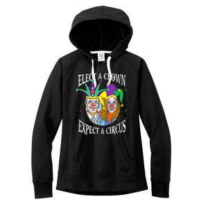 Elect A Clown Expect A Circus Funny Anti Biden Mardi Gras Women's Fleece Hoodie