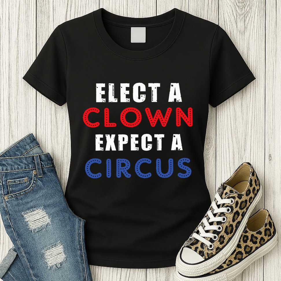 Elect A Clown Expect A Circus Design Anti Trump Womens T-Shirt