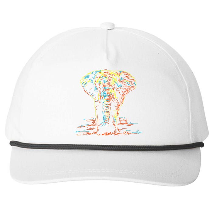 Elephant Abstract Colorful Print Elefante Snapback Five-Panel Rope Hat