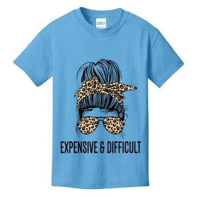 Expensive And Difficult Funny Bougie Bougee Messy Bun Cool Gift Kids T-Shirt
