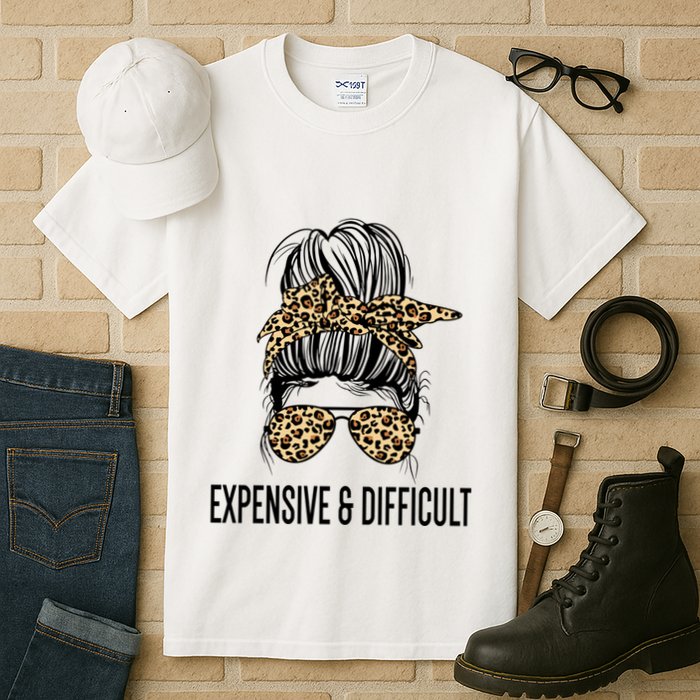 Expensive And Difficult Funny Bougie Bougee Messy Bun Cool Gift Tall T-Shirt