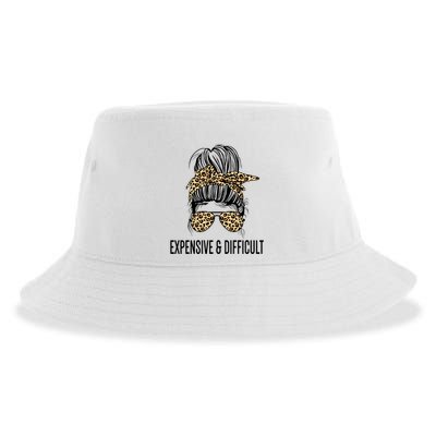 Expensive And Difficult Funny Bougie Bougee Messy Bun Cool Gift Sustainable Bucket Hat