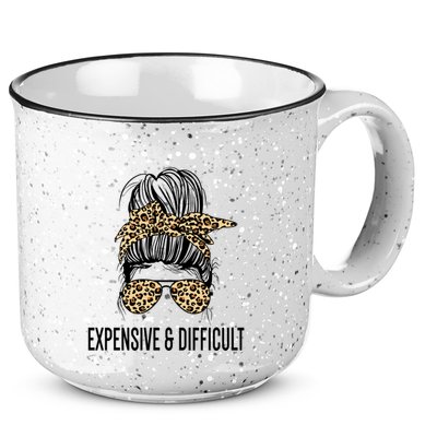 Expensive And Difficult Funny Bougie Bougee Messy Bun Cool Gift 15oz Campfire Ceramic Mug